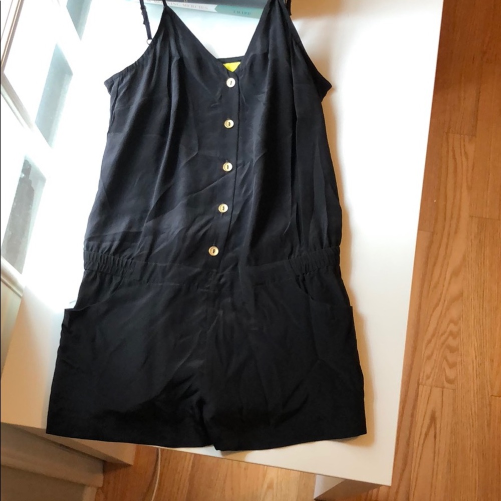 NWT Aaron Ashe Black Silk Romper
